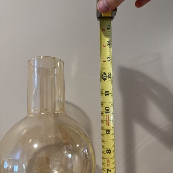 Vintage Amber MCM Princess Fantasia Round Hurricane‎ Oil Lamp Hurricane 13” Tall - Picture 6 of 10